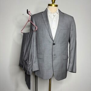 Jos A Bank Gray Wool‎ Suit 41R 29W Fit Two Piece Set